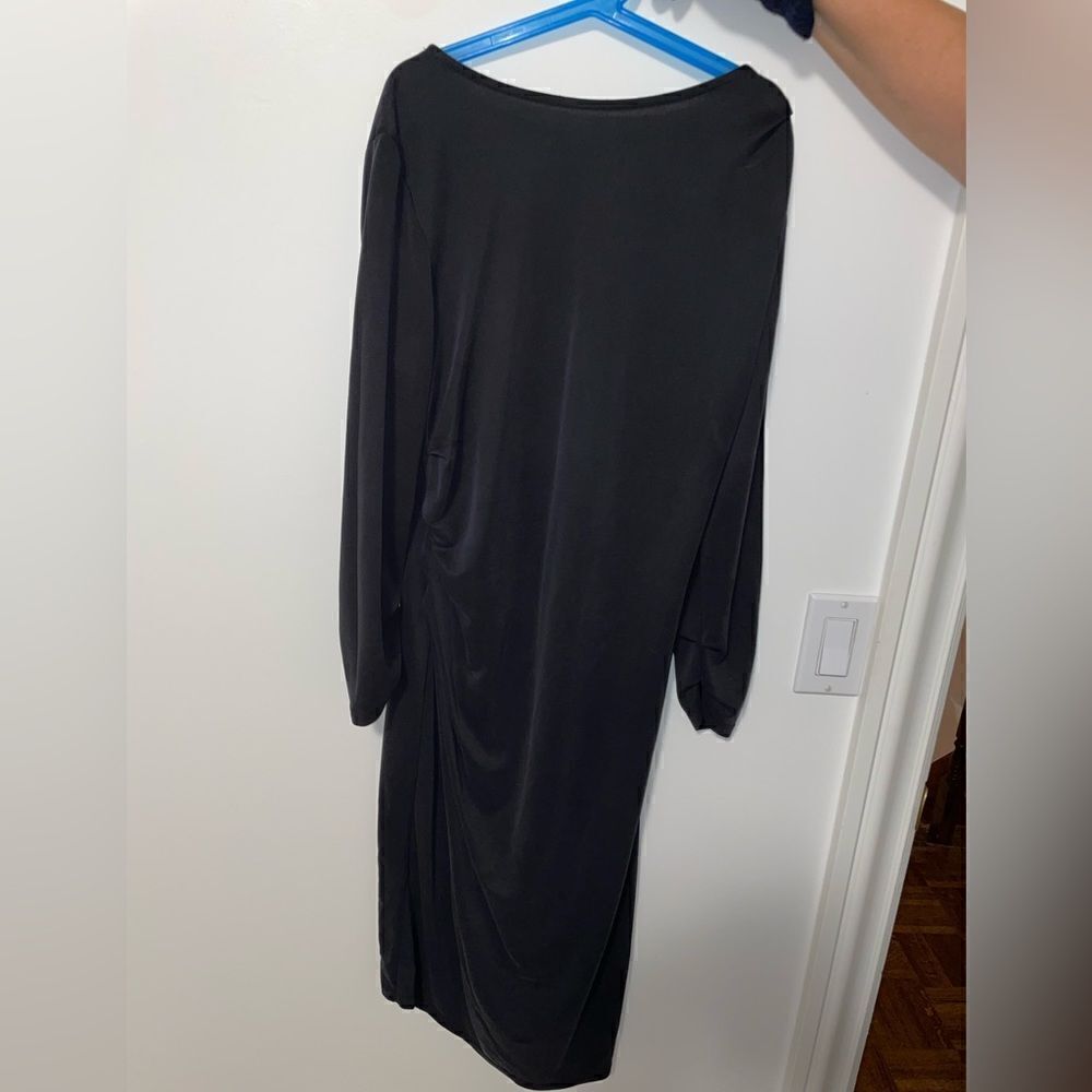 TopShop dark grey long sleeve twist waist dress soft material - Picture 4 of 6